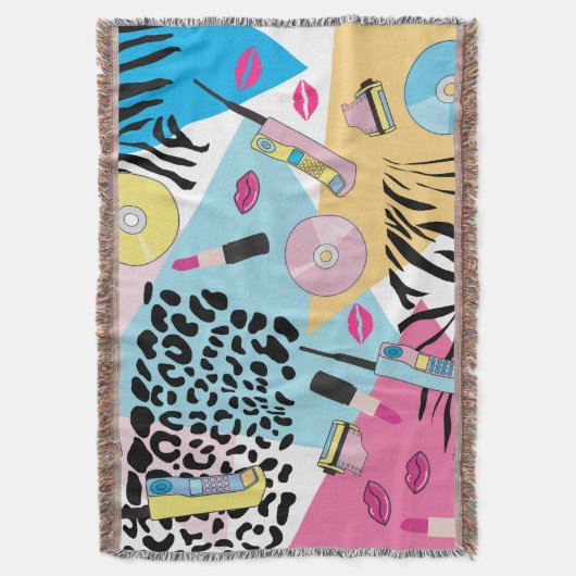Kleurrijk Retro 1990's Nineties Patroon Deken (Voorkant Verticaal)