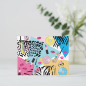 Kleurrijk Retro 1990's Nineties Patroon Feestdagenkaart (Staand voorkant)