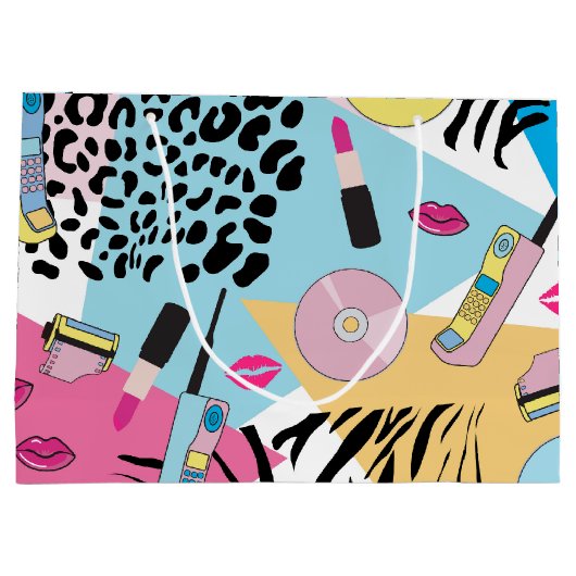 Kleurrijk Retro 1990's Nineties Patroon Groot Cadeauzakje (Achterkant)