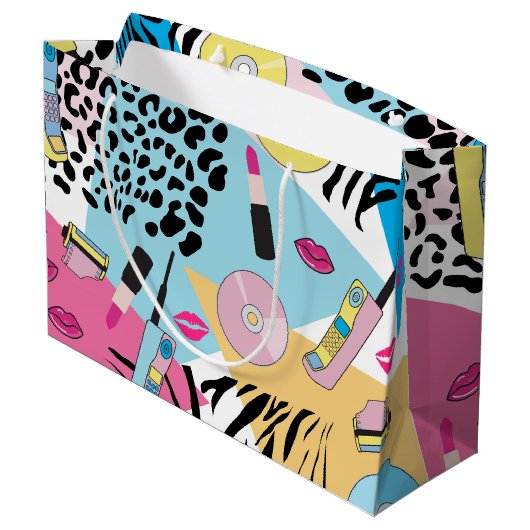 Kleurrijk Retro 1990's Nineties Patroon Groot Cadeauzakje (Achterkant Gekanteld)