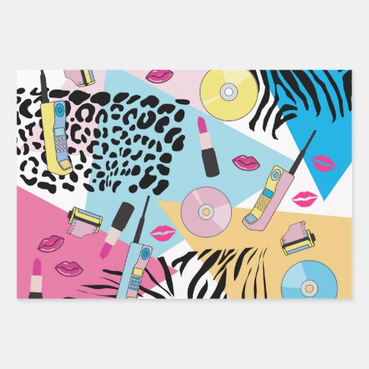 Kleurrijk Retro 1990's Nineties Patroon Inpakpapier Vel (Voorkant 3)