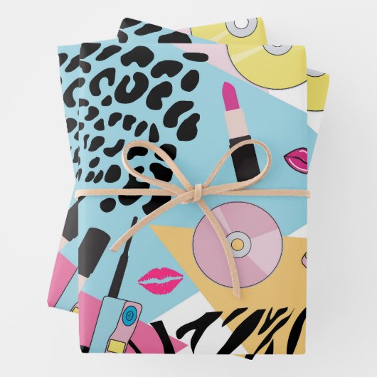 Kleurrijk Retro 1990's Nineties Patroon Inpakpapier Vel (In situ)