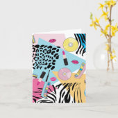 Kleurrijk Retro 1990's Nineties Patroon Kaart (Gele Bloem)