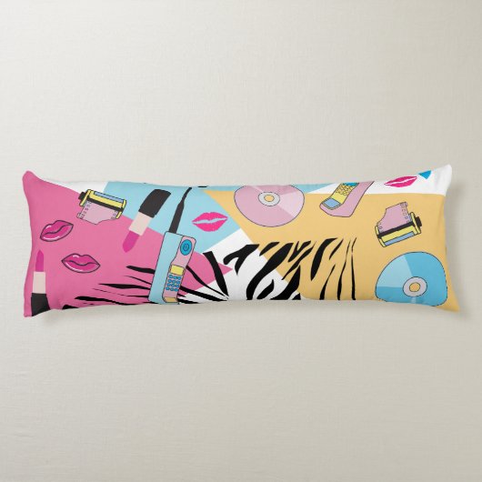 Kleurrijk Retro 1990's Nineties Patroon Lichaamskussen (Achterkant)