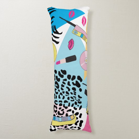 Kleurrijk Retro 1990's Nineties Patroon Lichaamskussen (Voorkant Verticaal)