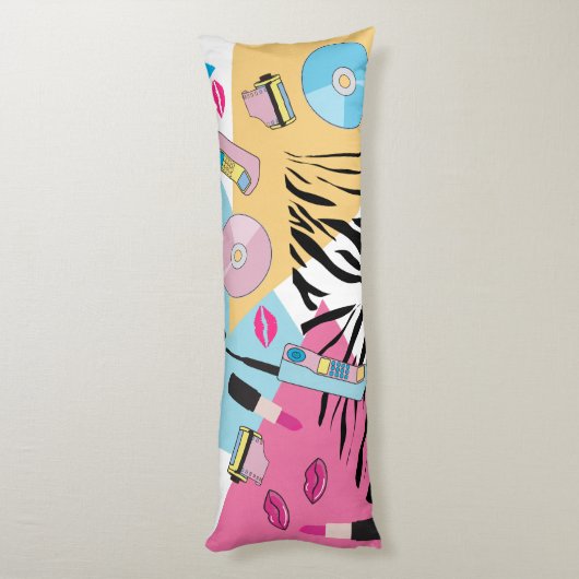 Kleurrijk Retro 1990's Nineties Patroon Lichaamskussen (Achterkant (Verticaal))