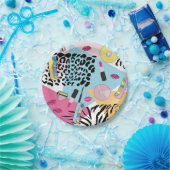 Kleurrijk Retro 1990's Nineties Patroon Papieren Bordje (Feest)