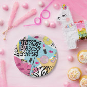 Kleurrijk Retro 1990's Nineties Patroon Papieren Bordje (Feest)