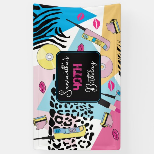 Kleurrijk Retro 1990's Nineties Patroon Spandoek (Verticaal)