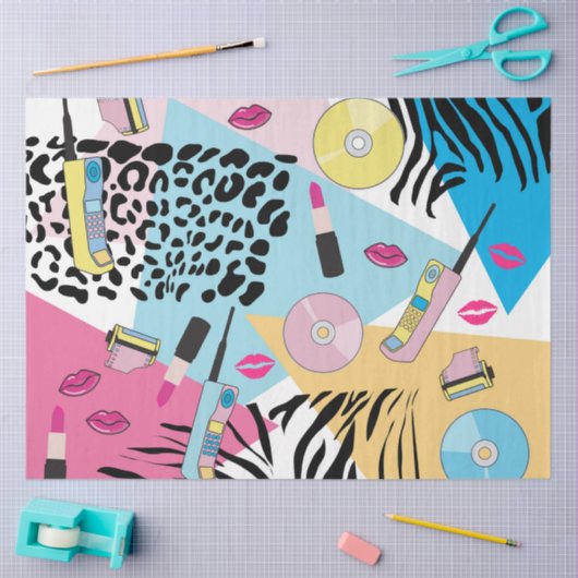 Kleurrijk Retro 1990's Nineties Patroon Tissuepapier (Craft)