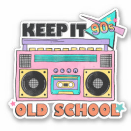 Kleurrijk Retro 90's Neon Boombox Houd het Oud Sch Sticker
