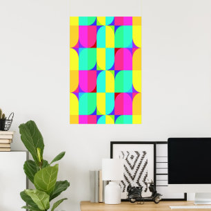 Kleurrijk Retro Abstract Geometrisch Vormpatroon Poster