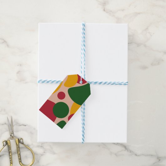 Kleurrijk Retro Abstract Vormpatroon Cadeaulabel (Met Touw)