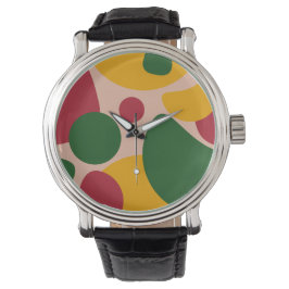 Kleurrijk Retro Abstract Vormpatroon Horloge