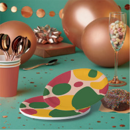 Kleurrijk Retro Abstract Vormpatroon Papieren Bordje
