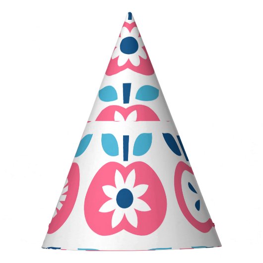 Kleurrijk Retro Apple naadloos patroon Feesthoedjes (Voorkant)