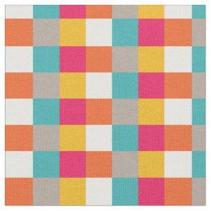 Kleurrijk Retro Azteekse Pixel Vierkanten Patroon Stof