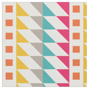 Kleurrijk Retro Azteekse Zigzag Vierkanten Patroon Stof