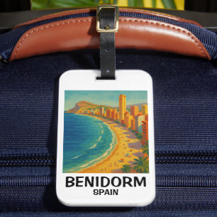 Kleurrijk Retro Benidorm Spanje Costa Blanca Reize Bagagelabel
