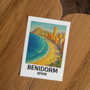 Kleurrijk Retro Benidorm Spanje Costa Blanca Reize Briefkaart