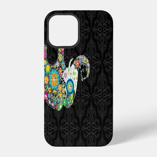 Kleurrijk Retro Bloem Olifant Ontwerp iPhone Hoesje (Achterkant)