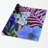 Kleurrijk Retro Bloemen Varen Botanisch Blad Cadeaupapier (Uitgerold)