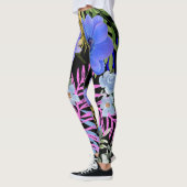 Kleurrijk Retro Bloemen Varen Botanisch Blad Leggings (Links)