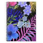 Kleurrijk Retro Bloemen Varen Botanisch Blad Notitieboek (Voorkant)