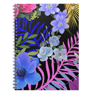 Kleurrijk Retro Bloemen Varen Botanisch Blad Notitieboek