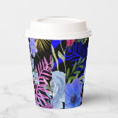 Kleurrijk Retro Bloemen Varen Botanisch Blad Papieren Bekers (Links)