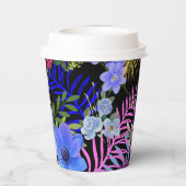 Kleurrijk Retro Bloemen Varen Botanisch Blad Papieren Bekers (Achterkant)