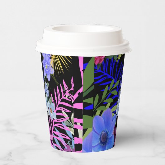 Kleurrijk Retro Bloemen Varen Botanisch Blad Papieren Bekers (Rechts)