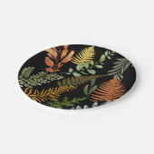 Kleurrijk Retro Bloemen Varen Botanisch Blad Papieren Bordje (Gekanteld)