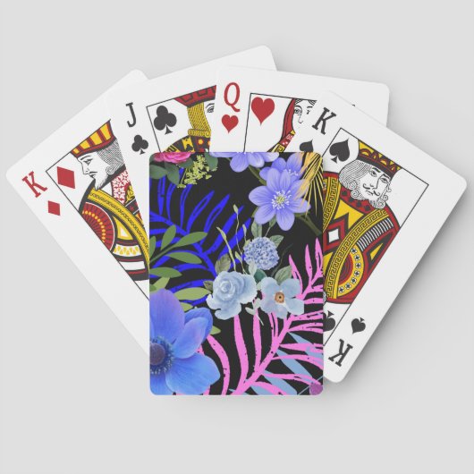 Kleurrijk Retro Bloemen Varen Botanisch Blad Pokerkaarten (Achterkant)