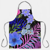 Kleurrijk Retro Bloemen Varen Botanisch Blad Schort (Voorkant)