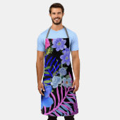 Kleurrijk Retro Bloemen Varen Botanisch Blad Schort (Gedragen)