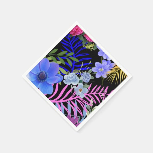 Kleurrijk Retro Bloemen Varen Botanisch Blad Servet (Hoek)