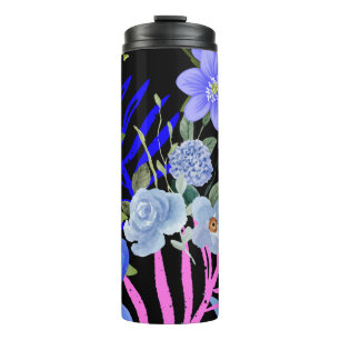 Kleurrijk Retro Bloemen Varen Botanisch Blad Thermosbeker