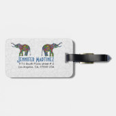 Kleurrijk Retro Bloemenolifant 3c Ontwerp Bagagelabel (Achterkant horizontaal)