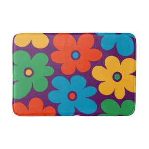 Kleurrijk Retro Bloemenpatroon Badmat