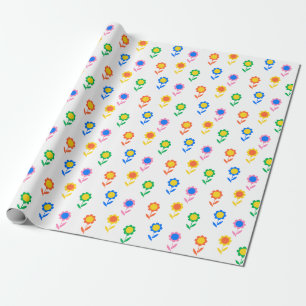 Kleurrijk Retro Bloemmotief Pop Art Madeliefje Ont Cadeaupapier