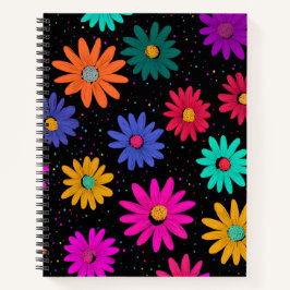 Kleurrijk Retro Bloemmotief Spiraal Notebook Notitieboek