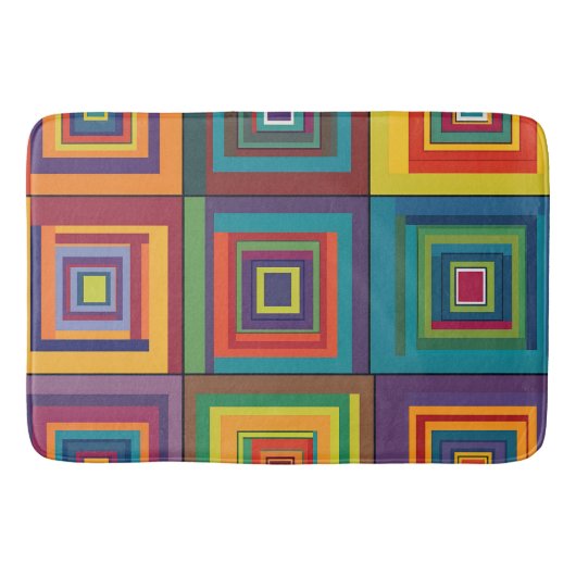 Kleurrijk Retro Blok Design Badmat (Voorkant)