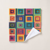 Kleurrijk retro blokontwerp bad handdoek (Wasdoekje)