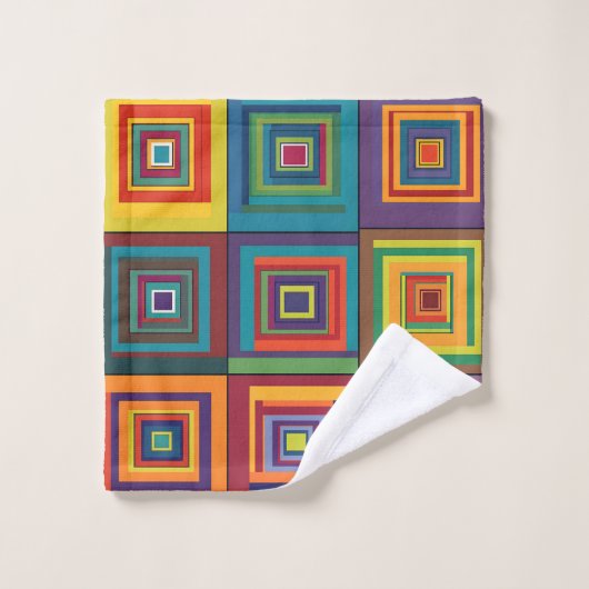 Kleurrijk retro blokontwerp bad handdoek (Wasdoekje)