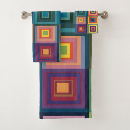 Kleurrijk retro blokontwerp bad handdoek