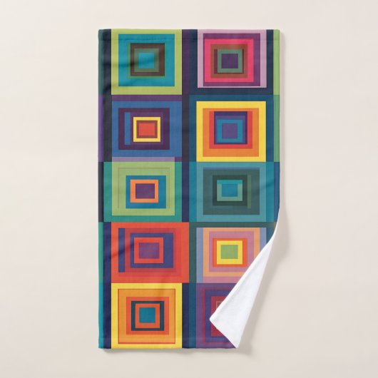 Kleurrijk retro blokontwerp bad handdoek (Handdoek)