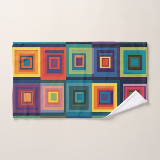 Kleurrijk retro blokontwerp bad handdoek (Handdoek)