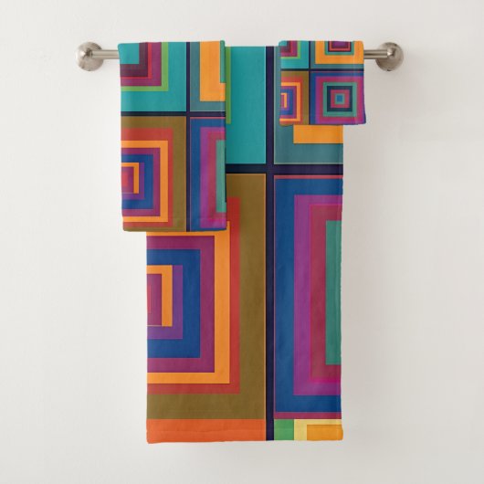 Kleurrijk retro blokontwerp bad handdoek (Insitu)