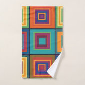 Kleurrijk retro blokontwerp bad handdoek (Handdoek)